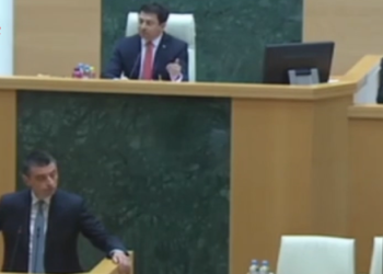 გიორგი გახარიას რეაქცია, როცა პარლამენტში პრემიერის სიტყვით გამოსვლამდე ხმაური იყო