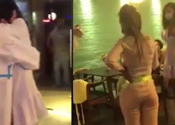 ორიგინალური ხელის თხოვნა რესტორანში სპეციალური ეკიპირებით