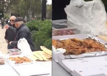 მოქალაქემ „ნაცმოძრაობას“ პარლამენტის წინ „ქელეხი გადაუხადა“