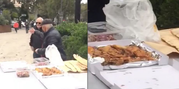 მოქალაქემ „ნაცმოძრაობას“ პარლამენტის წინ „ქელეხი გადაუხადა“