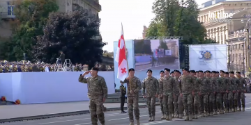 ქართველი სამხედროები უკრაინის დამოუკიდებლობის დღისადმი მიძღვნილ აღლუმზე
