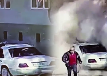 კორპუსის ჩამონგრევის კადრები – სათვალთვალო კამერის ჩანაწერი