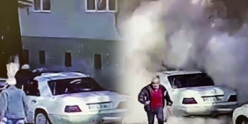 კორპუსის ჩამონგრევის კადრები – სათვალთვალო კამერის ჩანაწერი